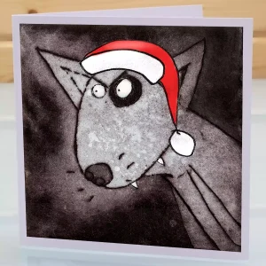 bull terrier dog Christmas card