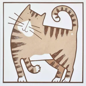 cheerful coffee coloured tabby cat screen print animal wall art