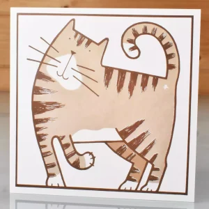coffee tabby cat lover greeting card blank inside for birthday or any occasion