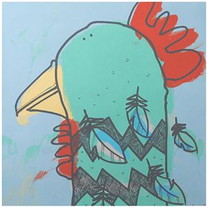 colourful chicken art hen screen print cheerful kitchen bird wall decor
