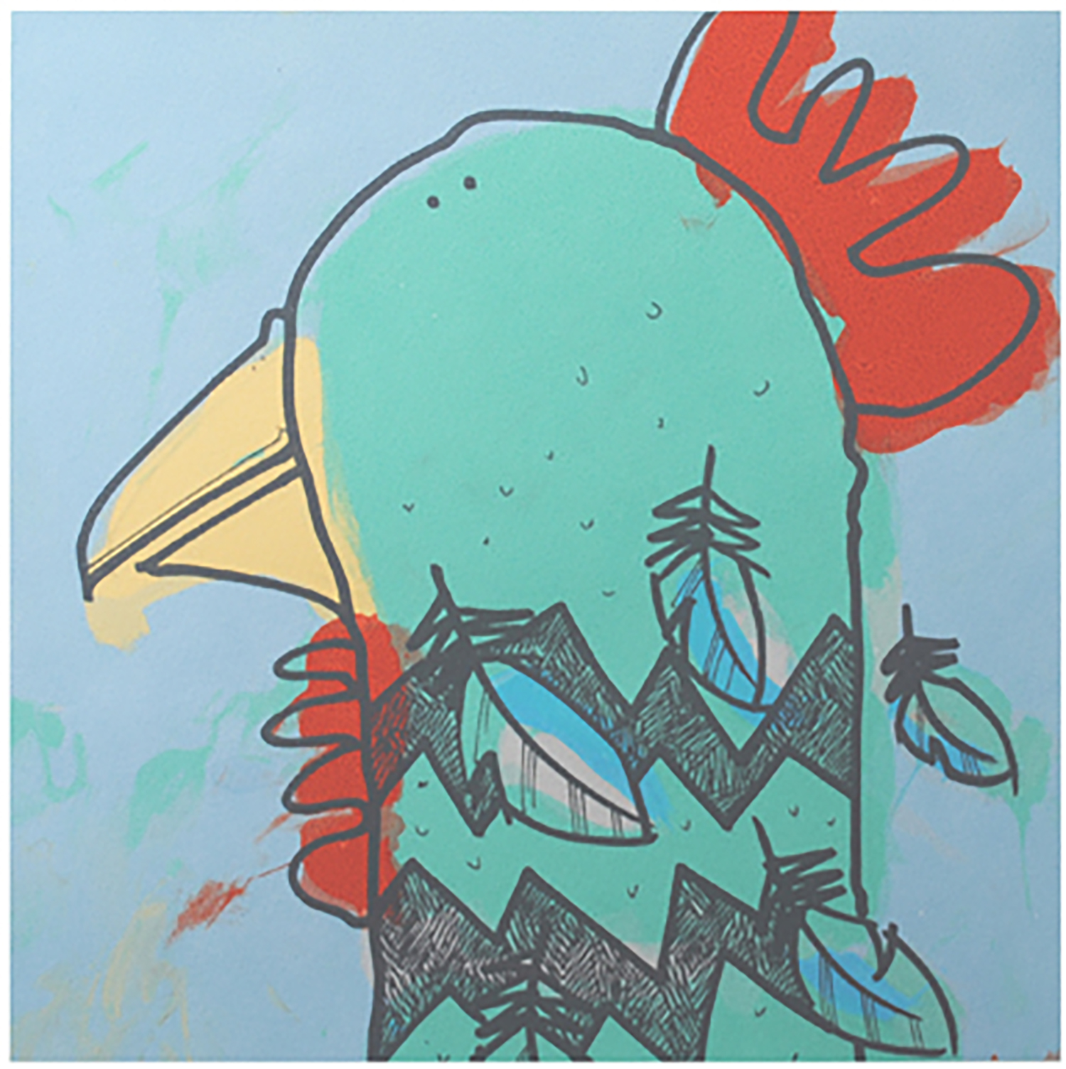 colourful chicken art hen screen print cheerful kitchen bird wall decor