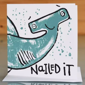 congratulations cards nailed it featuring a hammer head shark for a driving test new job GCSE exams wedding and more