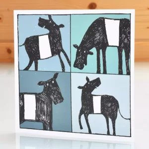 birthday card with scottish belted galloway cows blank inside any occasion greeting