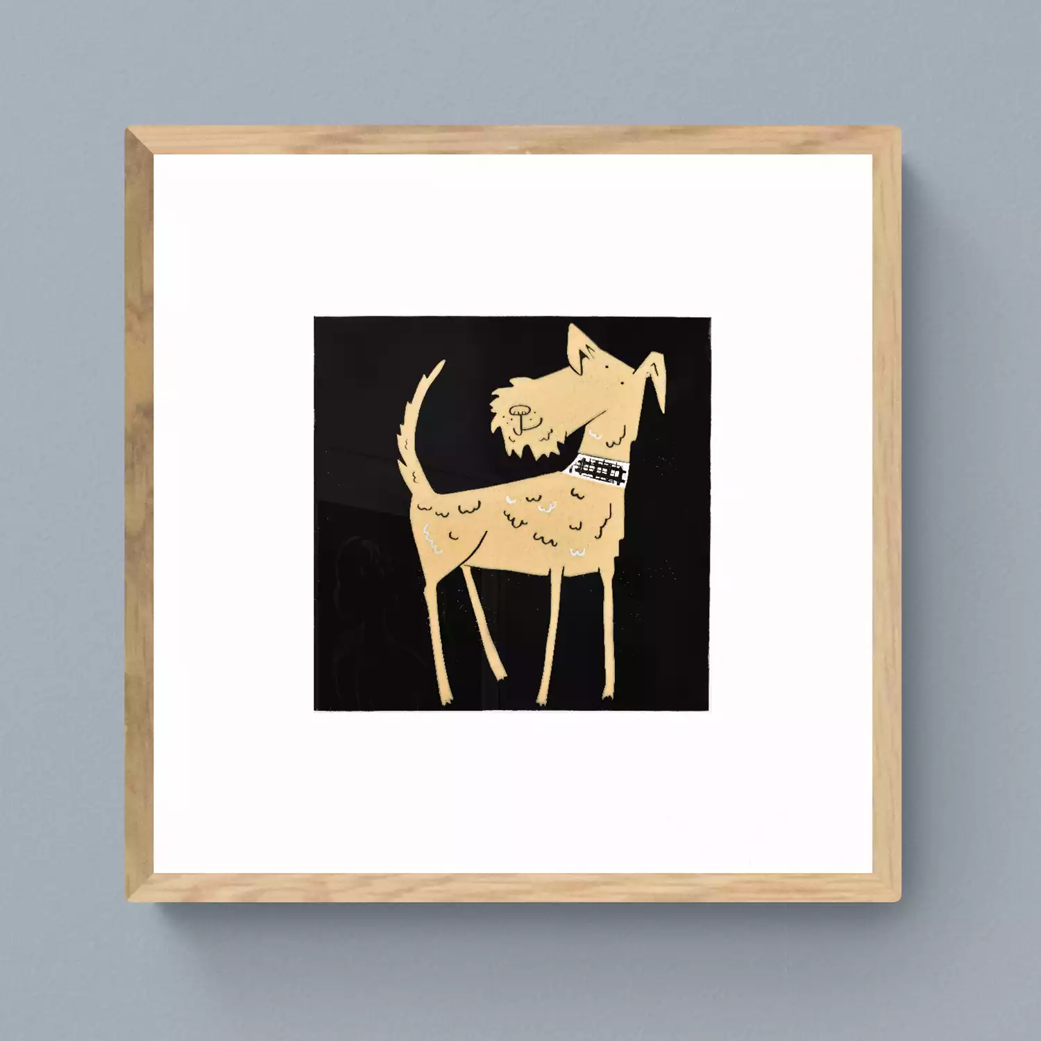 framed affordable Irish Terrier dog wall art print beige / cream and black