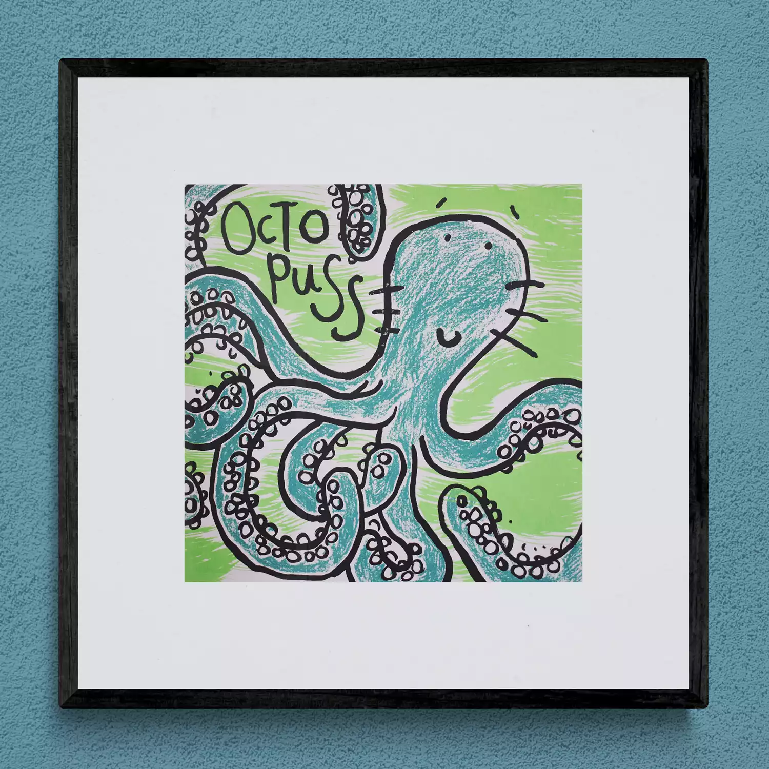 framed octopus wall art print for the baby's room nursery or children's room
