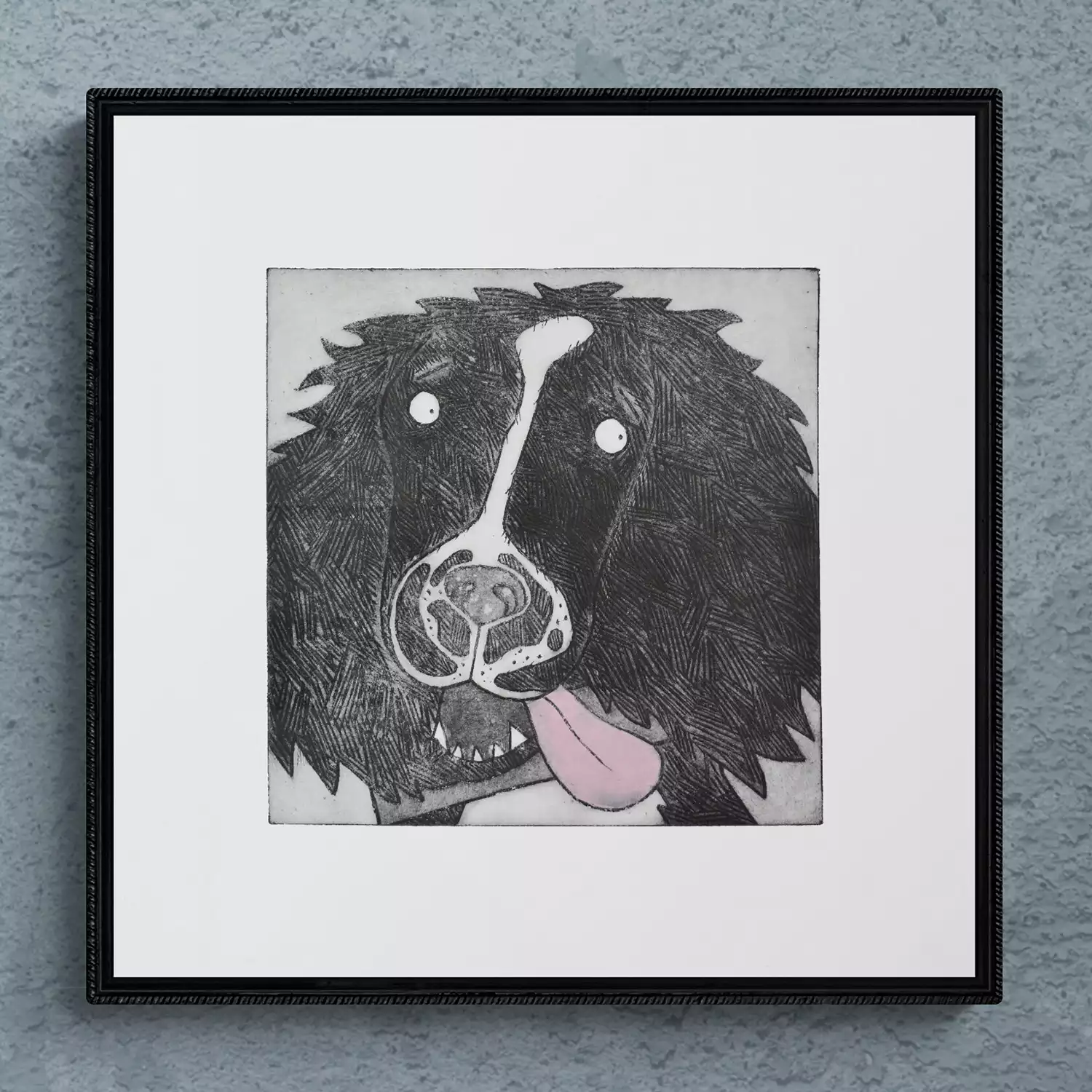 framed springer spaniel wall art etching