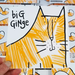 ginger birthday card orange marmalade cat funny handmade blank inside for any occasion greeting