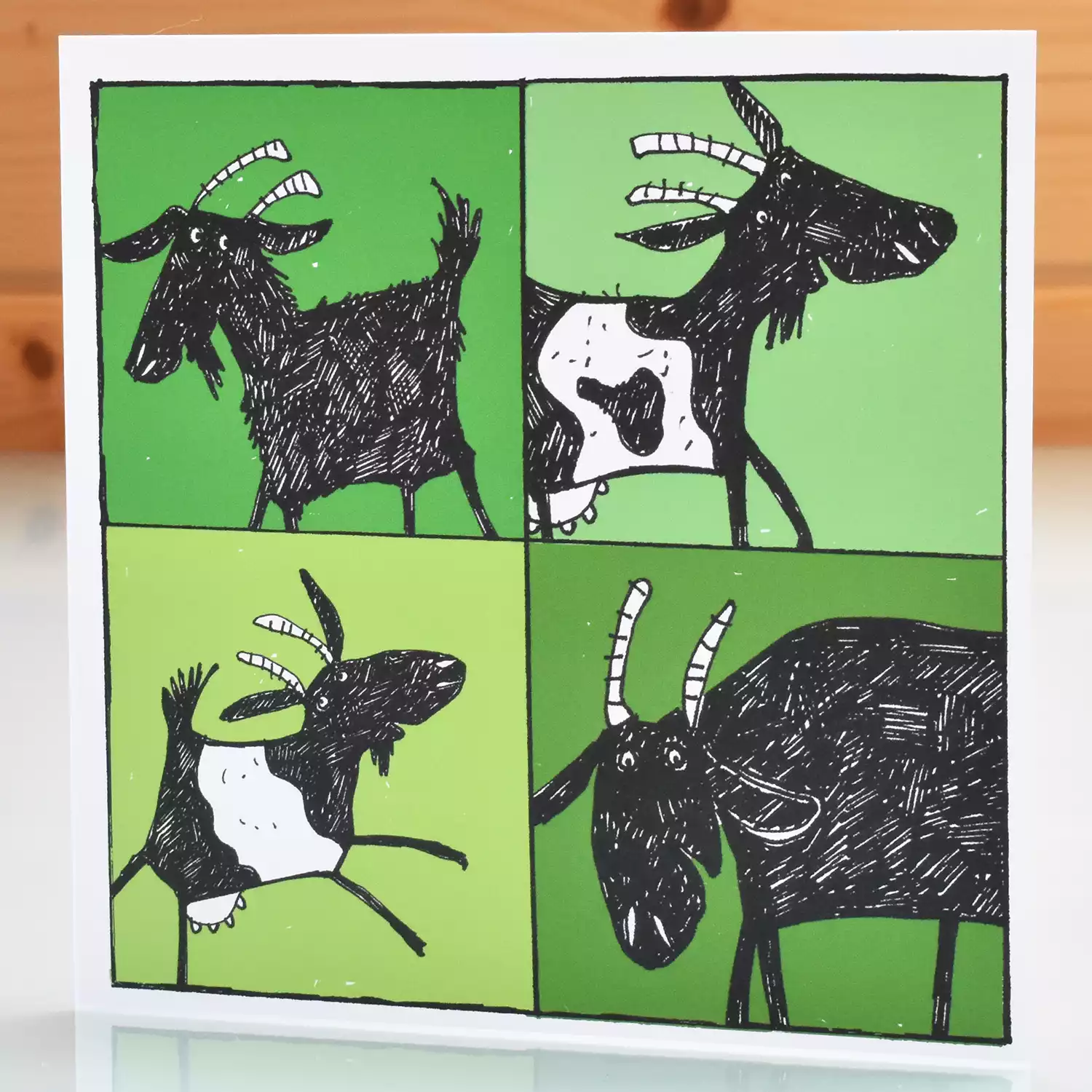 goat card cheerful pygmy themed blank inside birthday or any occasion greeting