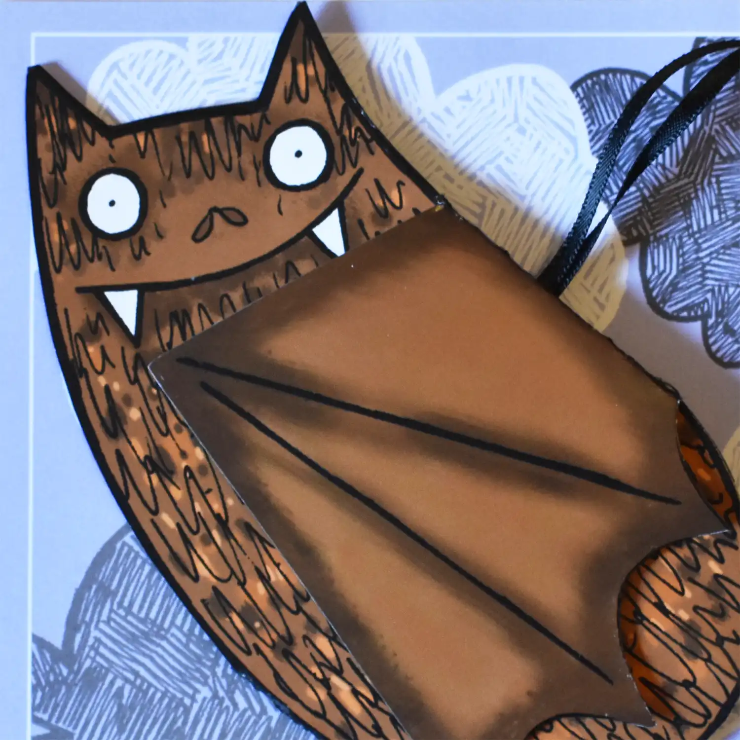 Halloween card with funny fruit bat