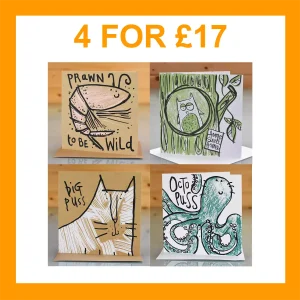 hand printed cards for a birthday anniversary Valentine or any occasion greeting