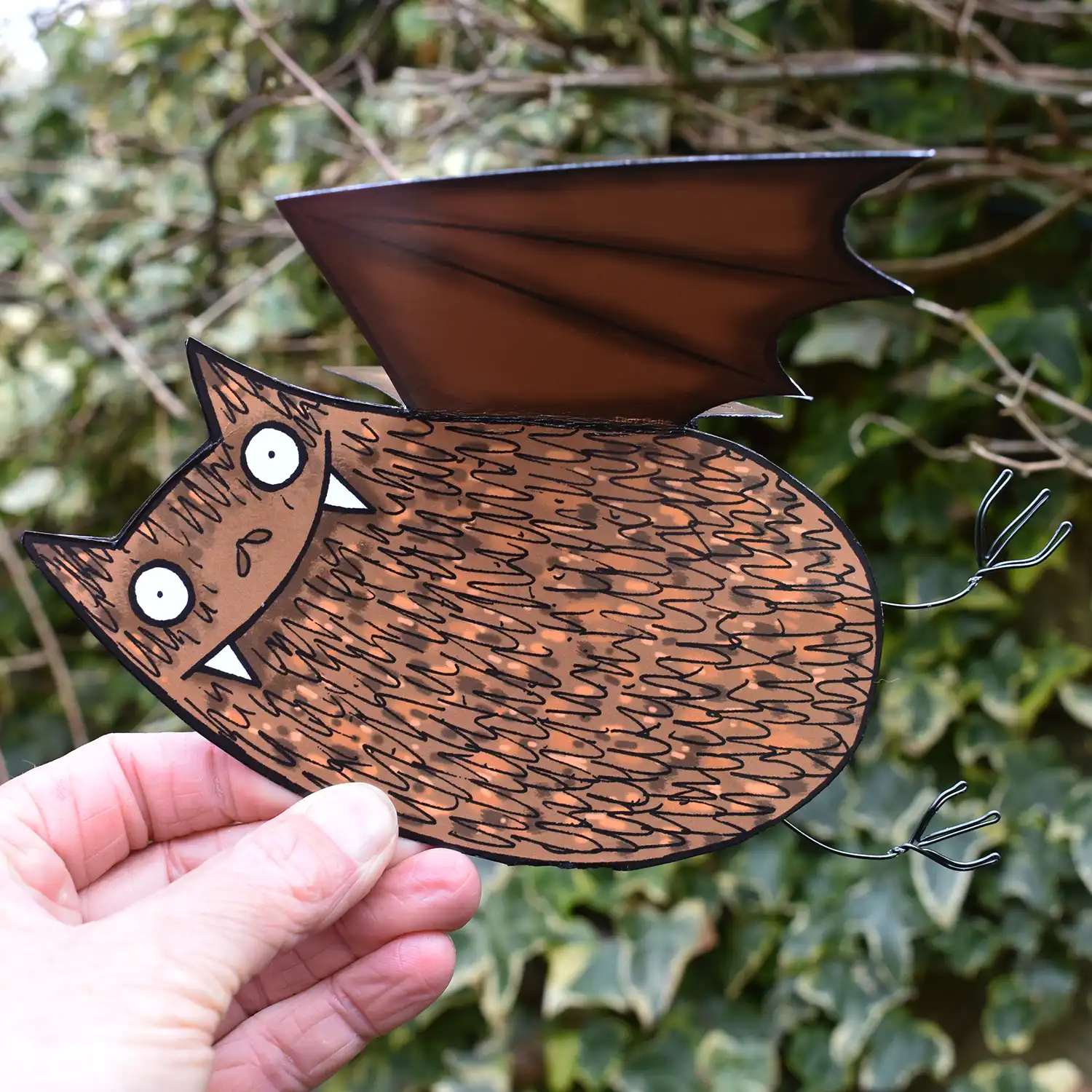 handmade bat Halloween card