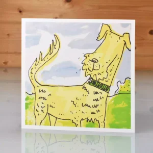 Irish Terrier greeting card for birthday, thank you, Valentines, get well soon, dog art card for him or her owner or lover