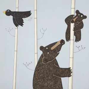mother and baby bear art animal screen print