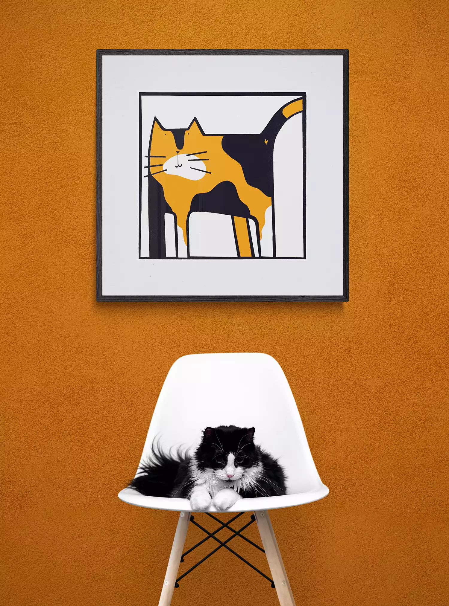 naughty torties cat wall art screen print