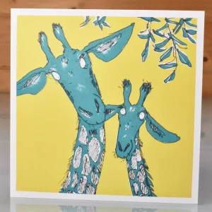 New baby card - mother and baby giraffe greeting card blank inside for any occasion