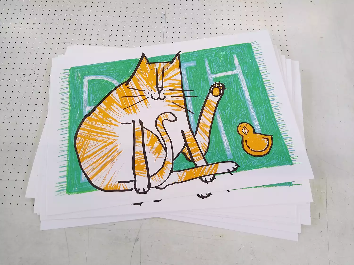 orange and white tabby cat bathroom wall art prints
