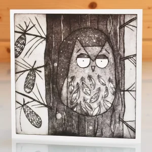 tawny owl birthday card blank inside for any occasion greeting
