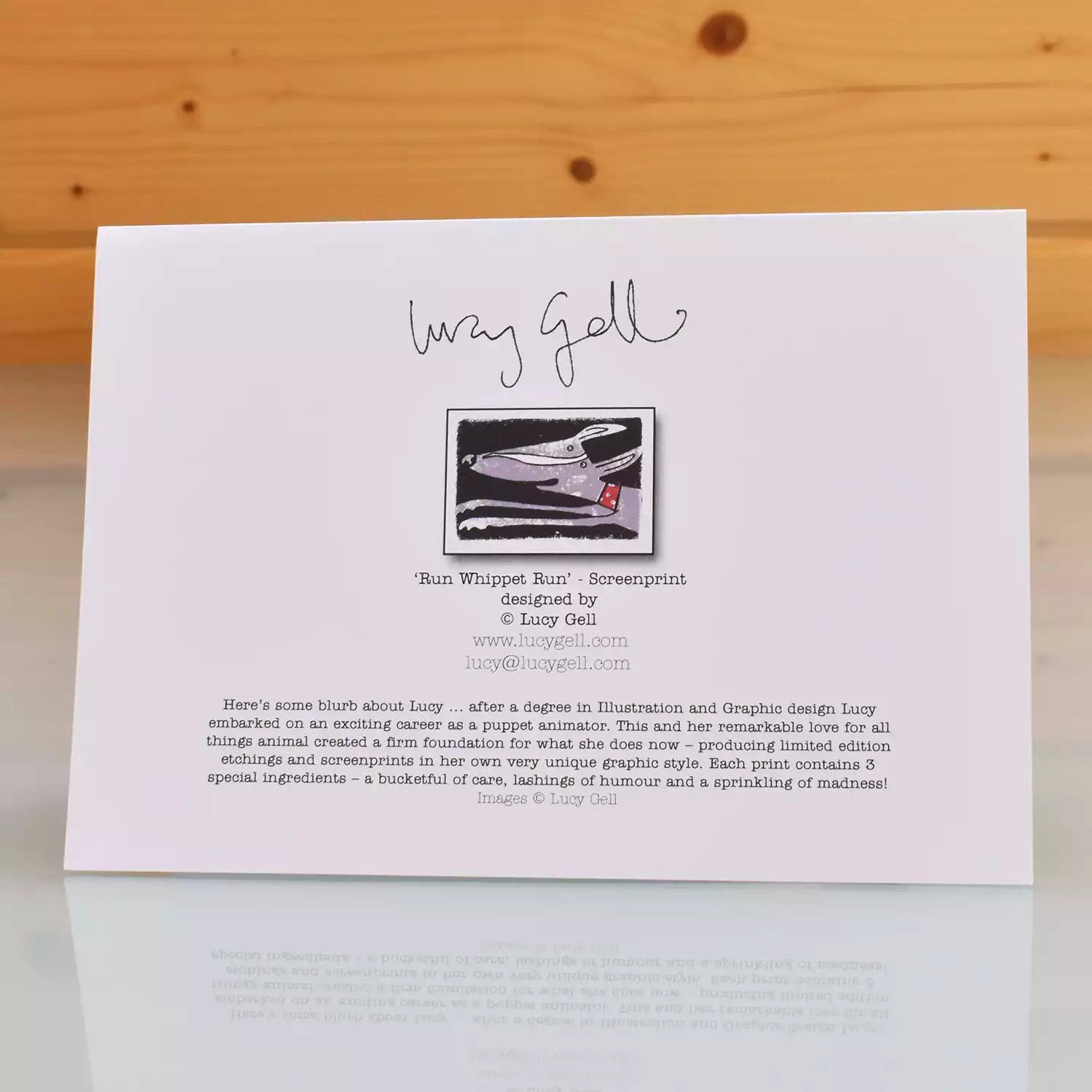 running whippet greeting card back