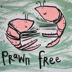 sea life art prawn free screen print