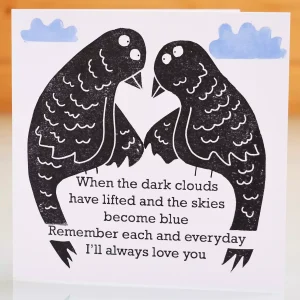 sorry card 2 love birds uplifting verse for Valentines day, anniversary, birthday or any occasion