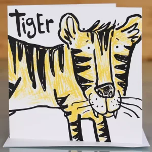 tiger birthday card handmade blank inside any occasion greeting