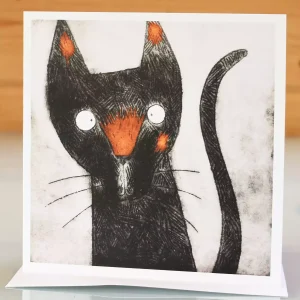 tortoiseshell cat card blank inside birthday or any occasion greeting