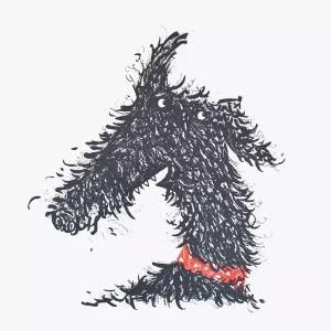 whimsical dog art black lurcher animal wall print