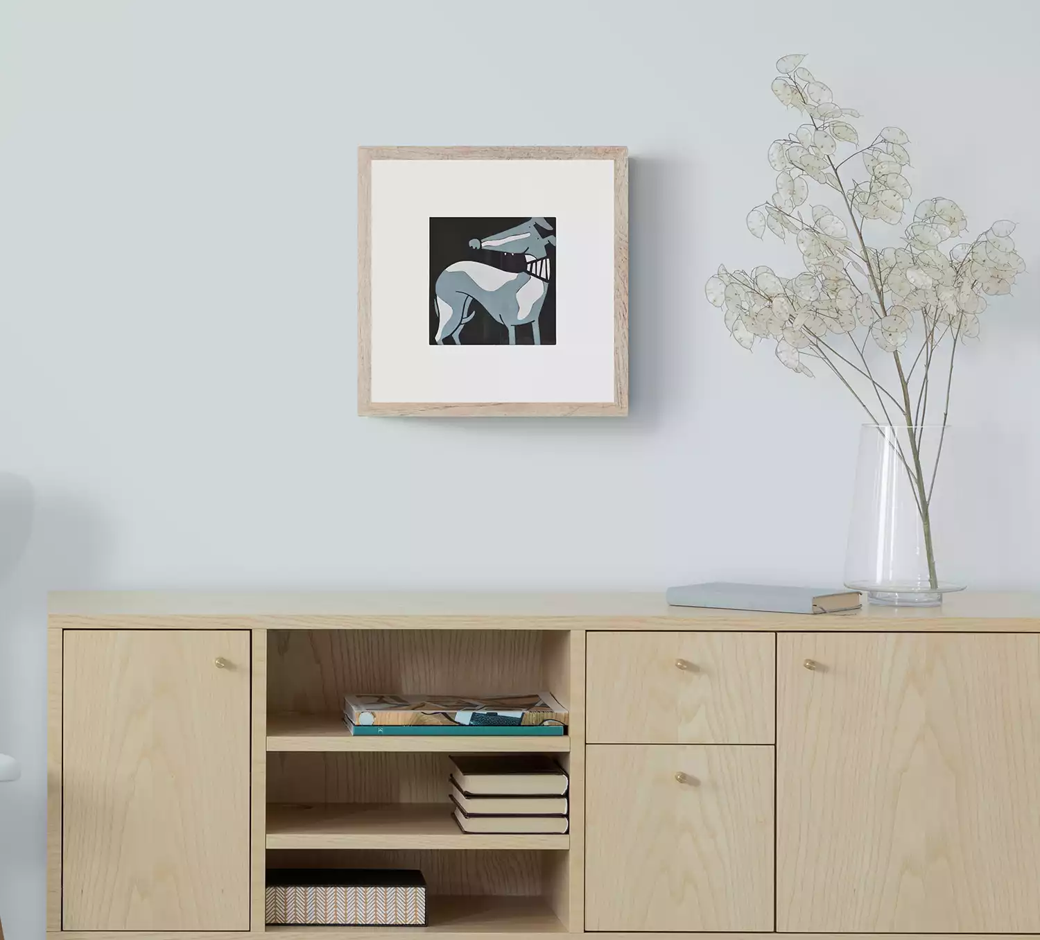 whimsical grey and white whippet art