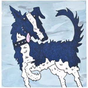 border collie screen print - cheerful dog wall art