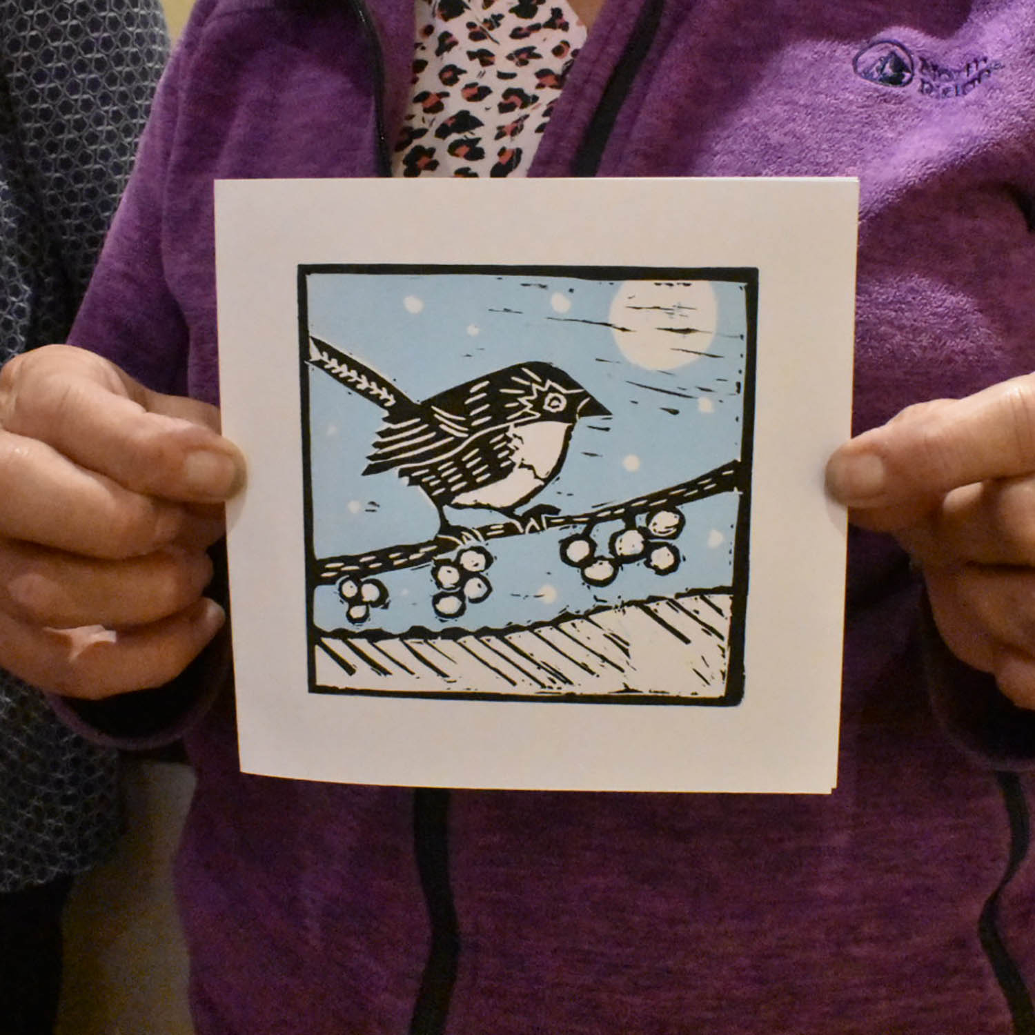 a linoleum print from one of my printmaking classes