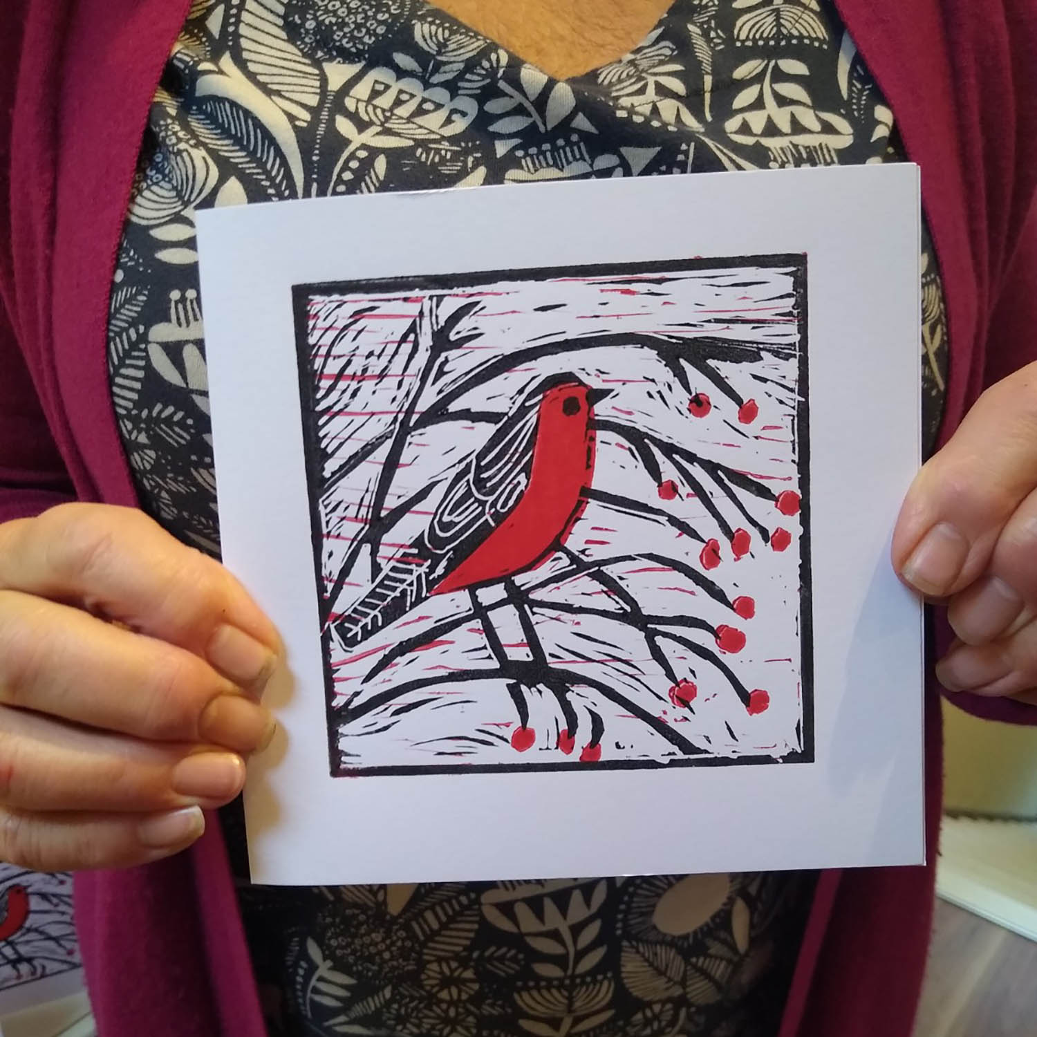a lino print from one of my linocut courses
