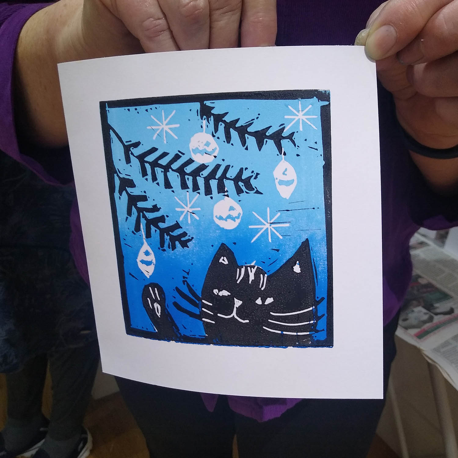 lino print from one of my linocut printmaking workshops in Derbyshire