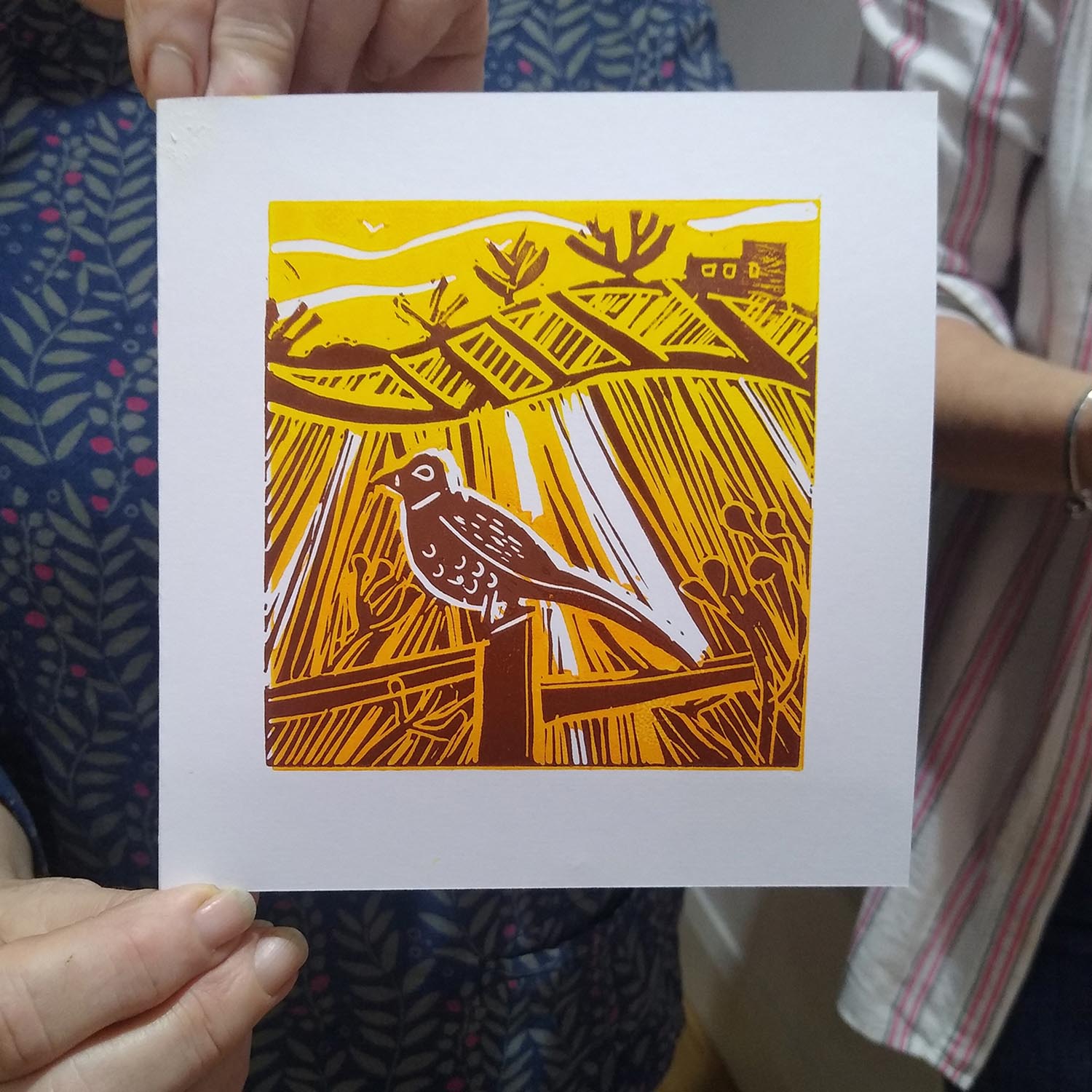 a student linocut print from a workshop I ran in Glossop