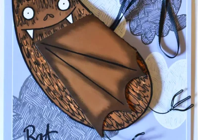 original pop up bat handmade greeting card