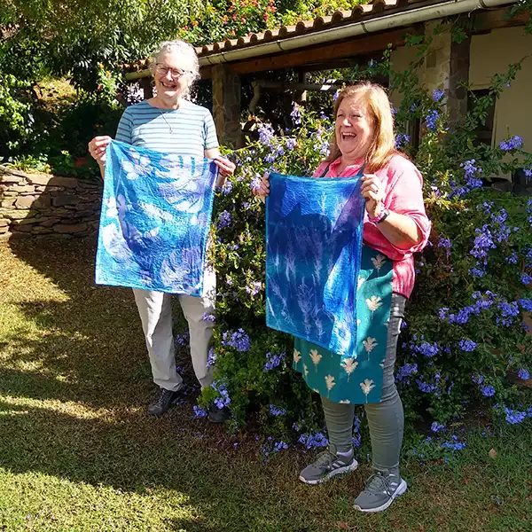 cyanotype printing on fabric results results of printing on fabric using cyanotype on one of my art retreats