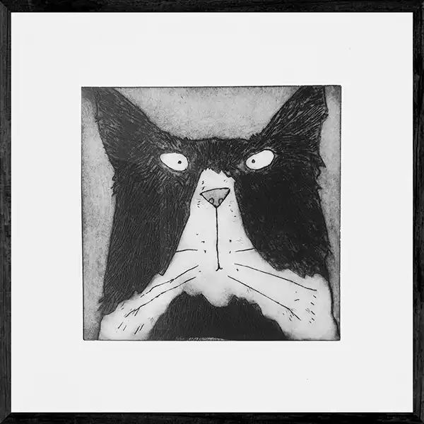 black and white cat art - wall decor prints