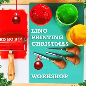 lino printing Christmas cards workshops - create linocut Xmas cards & prints
