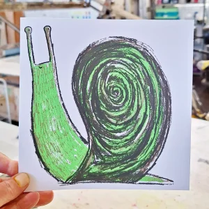 snail card - greeting for birthday or any occasion, gardener or garden animal lover