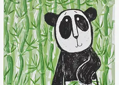 Bamboo Panda bear screen print