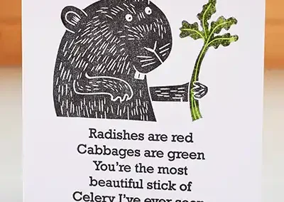 Handprinted guinea pig card