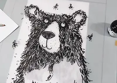 Preparing a bear screen print 1
