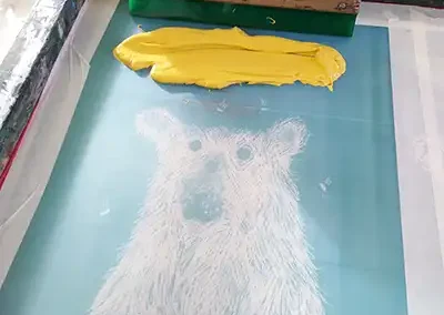 Preparing a bear screen print 2
