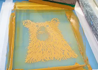 Preparing a bear screen print 3