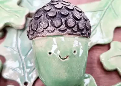 ceramic acorn and leaves