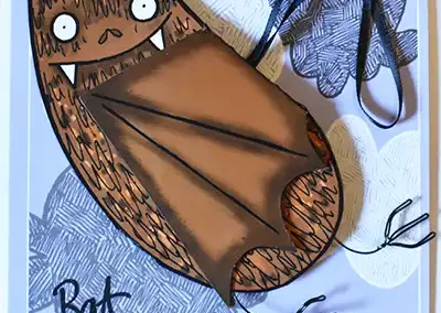 Handmade Halloween bat card